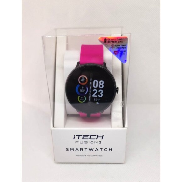 iTech Fusion 2 Smartwatch: Durable & Lightweight | Hot Pink Band | Android & iOS - Picture 8 of 16